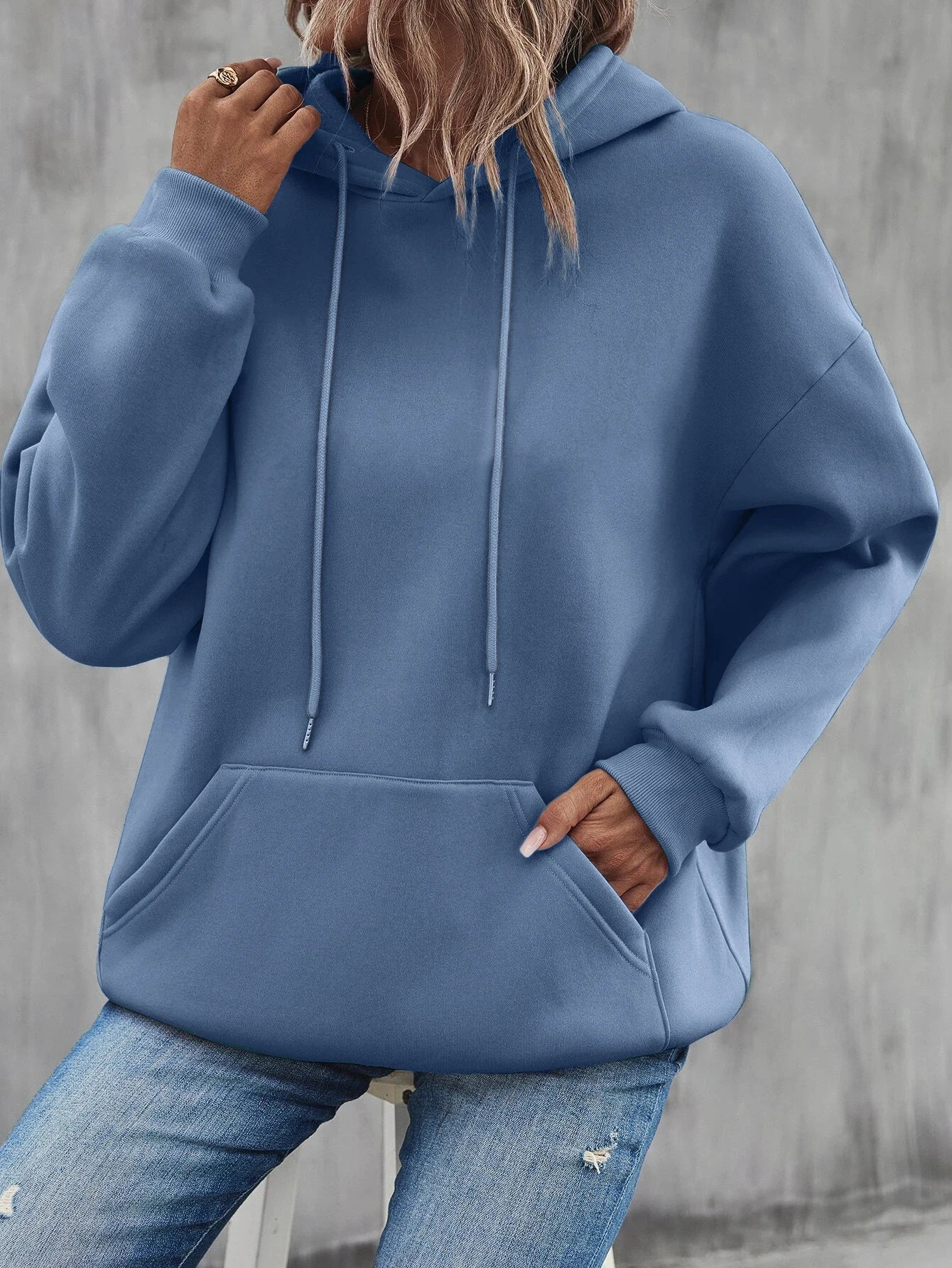 Casual Solid Color Hoodie for Women - Fleece Pocket Pullover