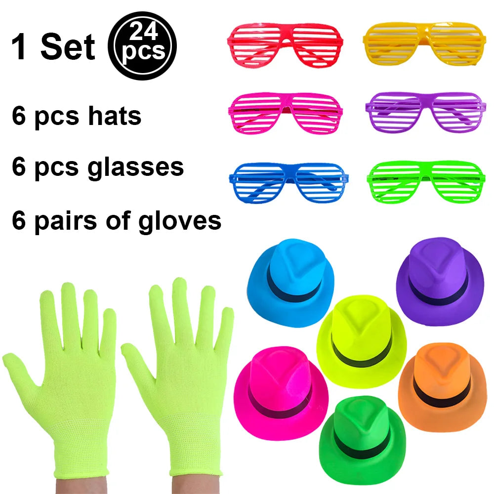 Neon Glow Birthday Party Supplies - Disposable Plates Napkins Cups for Kids