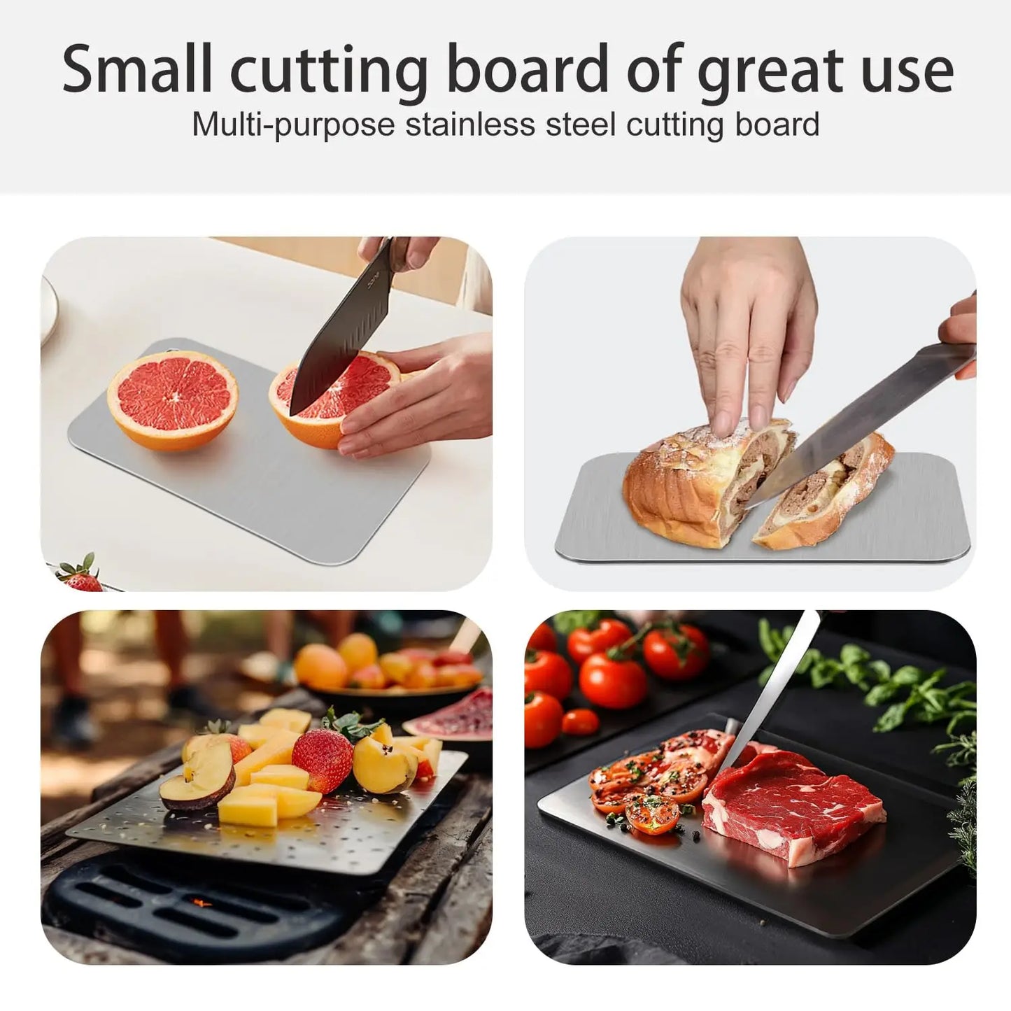 Titanium Cutting Board - Double-Sided Stainless Steel Chopping Board for Meat Fruit - ZOOMNSTORE