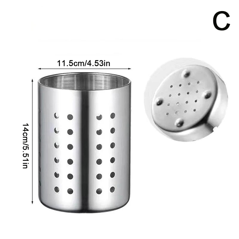 Stainless Steel Cutlery Holder - Kitchen Utensil Organizer & Drainage Basket