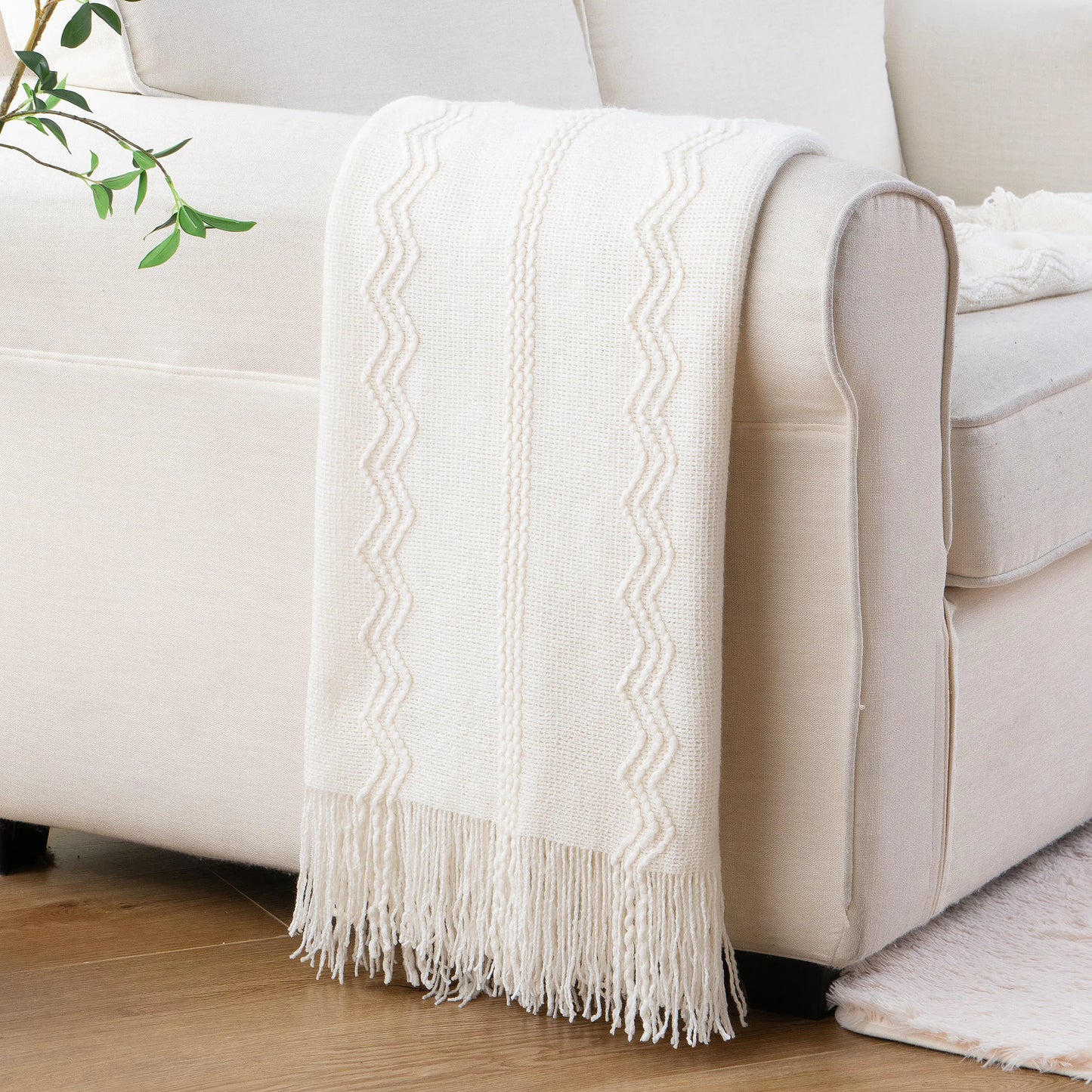 Caramel Knit Throw Blanket - Lightweight Plaid Blanket for Couch and Bed - ZOOMNSTORE