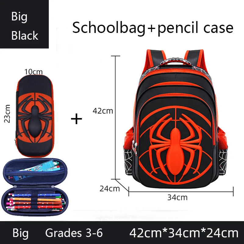 Spider Backpack Pencil Case Set - Waterproof School Bag for Boys - ZOOMNSTORE