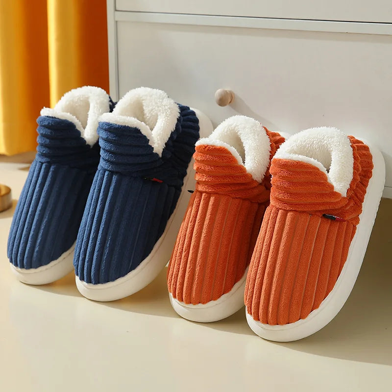 Mens Plush Indoor Slippers - Soft Fluffy Cotton House Shoes - ZOOMNSTORE