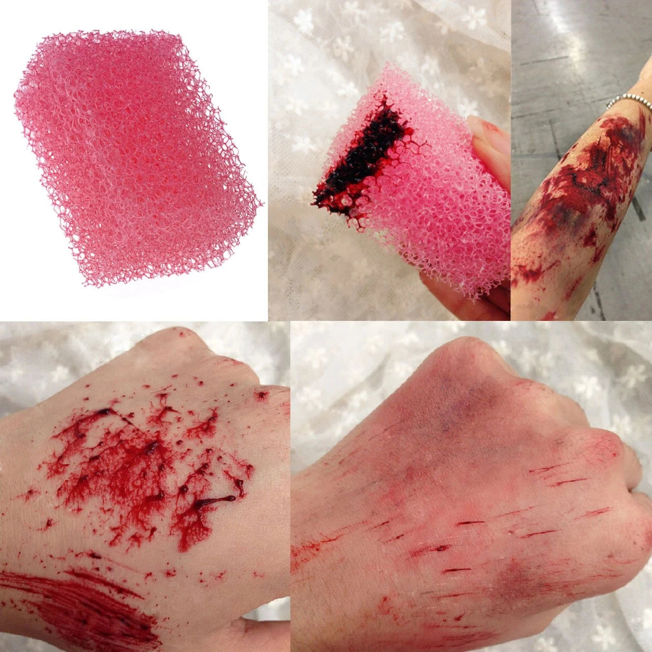 SFX Makeup Kit Scars Wax Halloween Special Effects Stage Fake Wound Skin Wax with Spatula Stipple Sponge Fake Wood Special - ZOOMNSTORE