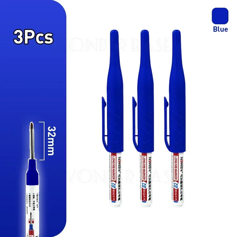 Waterproof Multi-Purpose 32mm Deep Hole Marker Pens - 1-8 Pcs in 4 Colors for Wood Tile Metal Bathroom Use