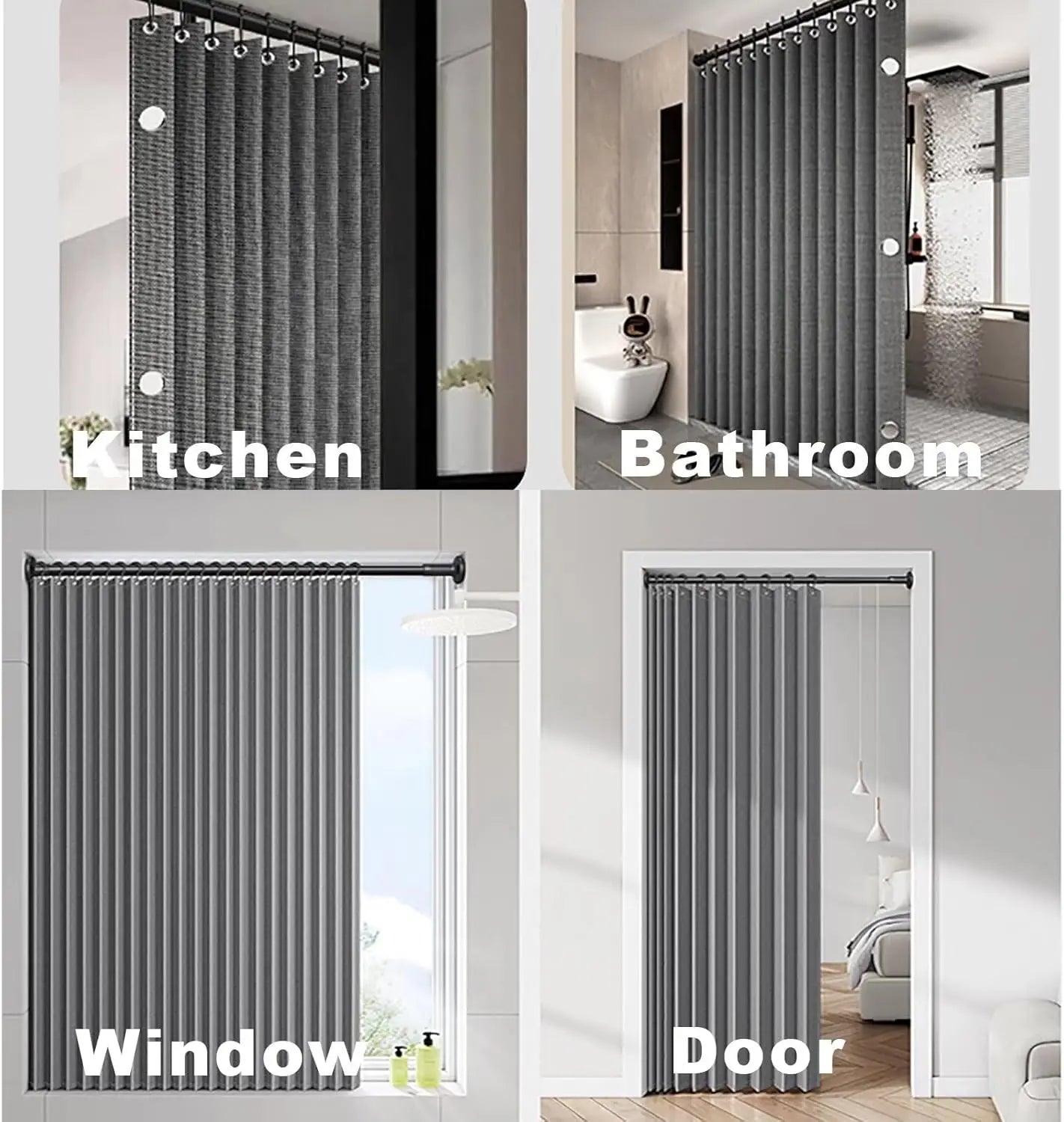 Folding Linen Shower Curtain - Waterproof with Magnets for Walk-in Showers - ZOOMNSTORE