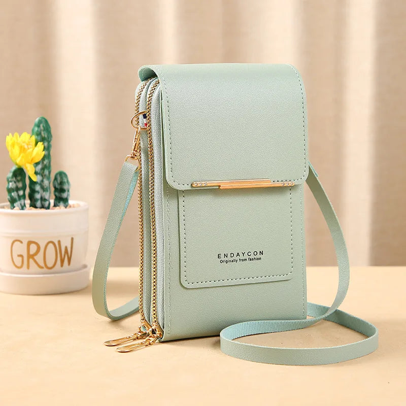 Women Leather Handbags - PU Leather Shoulder Crossbody Bag With Zipper Closure