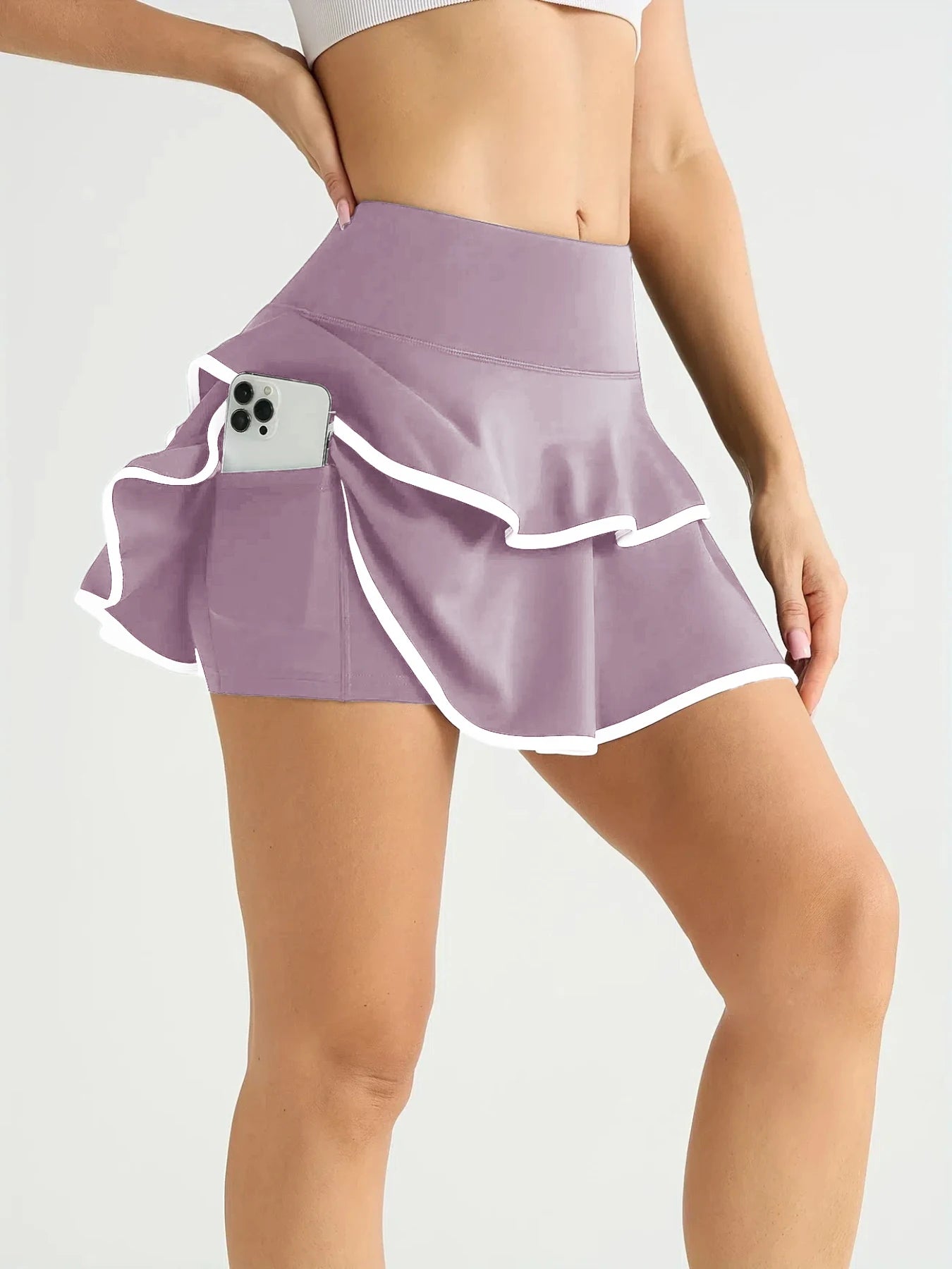 Women High Waist Color Block Skort With Inner Pockets Tennis Pleated Skirts Inner Pocket Quick Dry Sportawear
