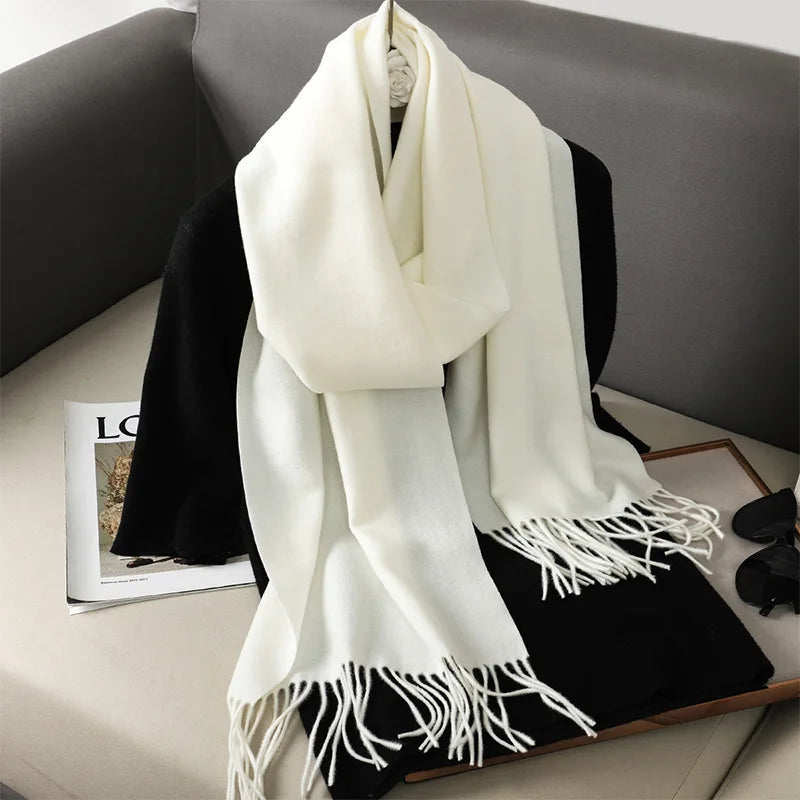 62-Color Cashmere Winter Scarf - Warm Thicken Pashmina Shawl with Tassels