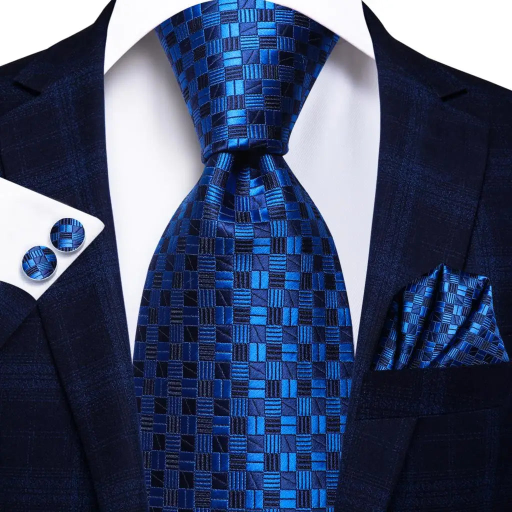 Blue Silk Mens Tie - Formal 100 Silk NeckTie for Weddings and Business