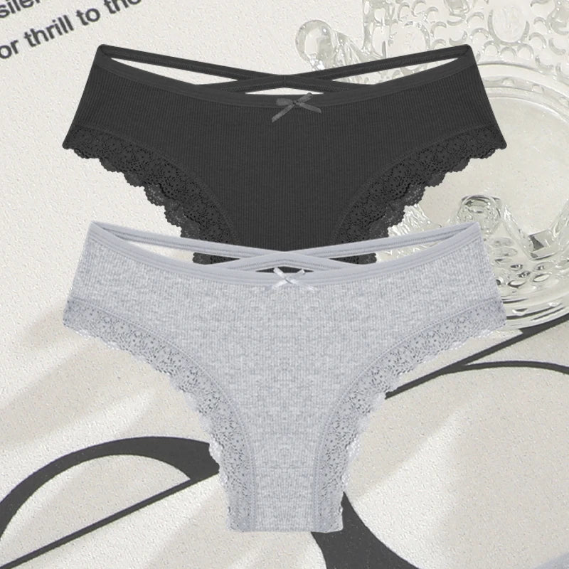 Cotton Panties Women - Sexy Lace Brazilian Briefs Low Waist Breathable Underwear