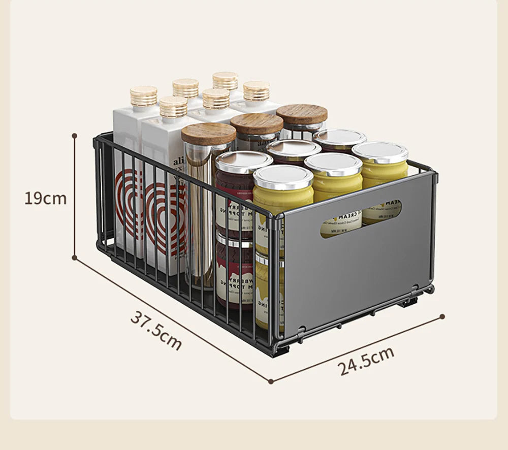 Pull-Out Kitchen Storage Rack - Spice Organizer Drawer Tray - ZOOMNSTORE