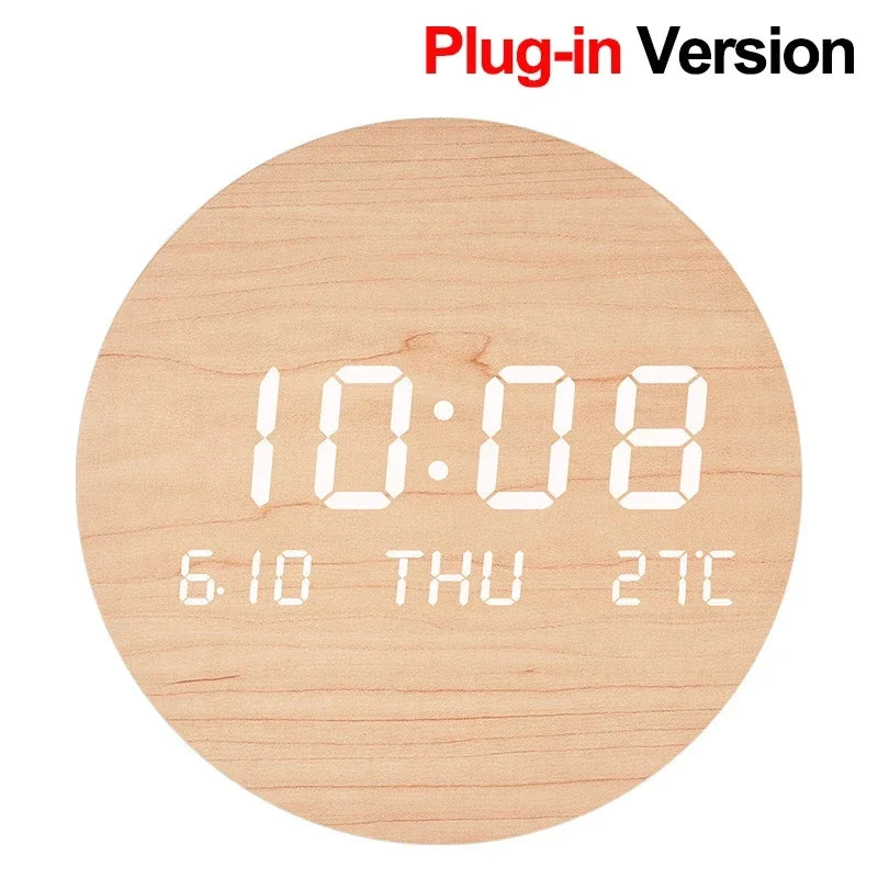 LED Digital Wall Clock - Multi-Function Silent Time Temperature Display for Home Bedroom