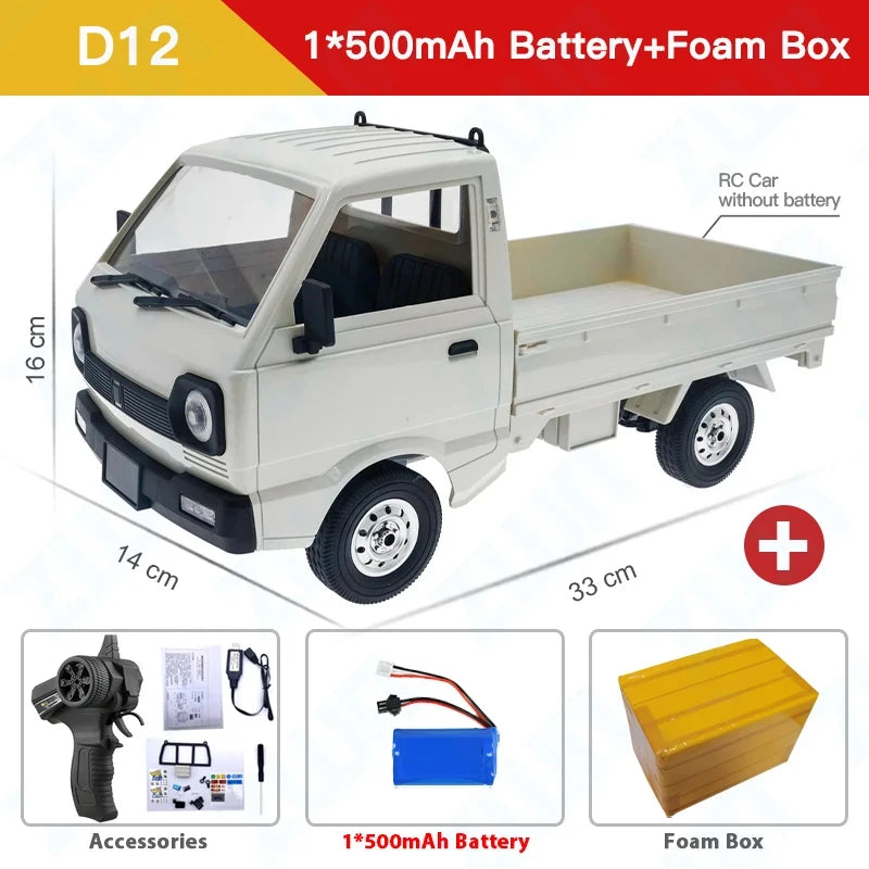WPL D12 RC Car - 110 Drift Climb Truck with LED Lights for Kids