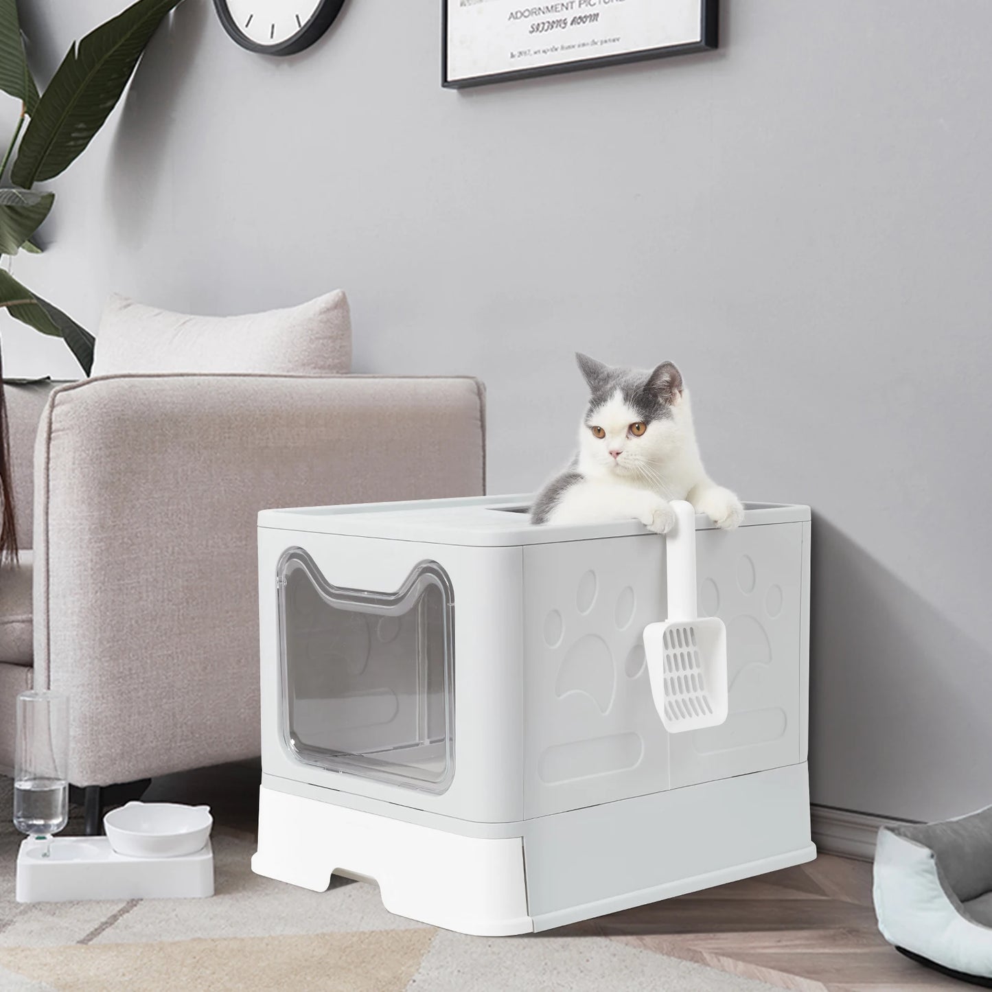 Foldable XXL Cat Litter Box - Large Space with Front Entry Top Exit - ZOOMNSTORE