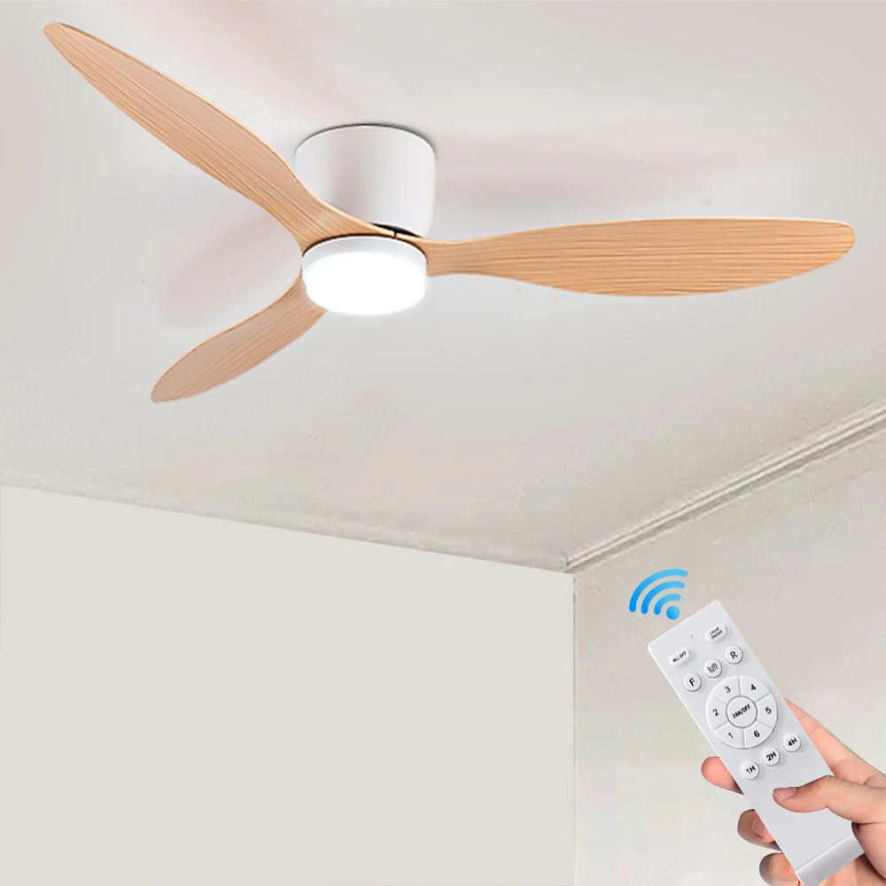IRALAN Ceiling Fan With Light 6-speed choice Reversible DC motor 3CCT with remote control Whisper Easy Install black/White/Wood