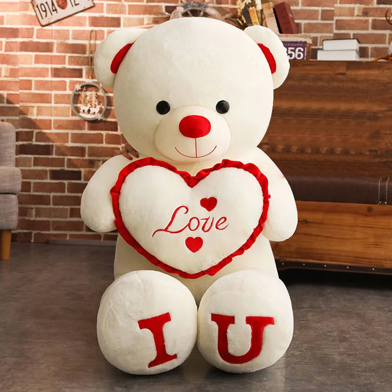 I LOVE YOU Bear Plush Toy - 100cm Huge Stuffed Soft Doll for Kids Girlfriends - ZOOMNSTORE