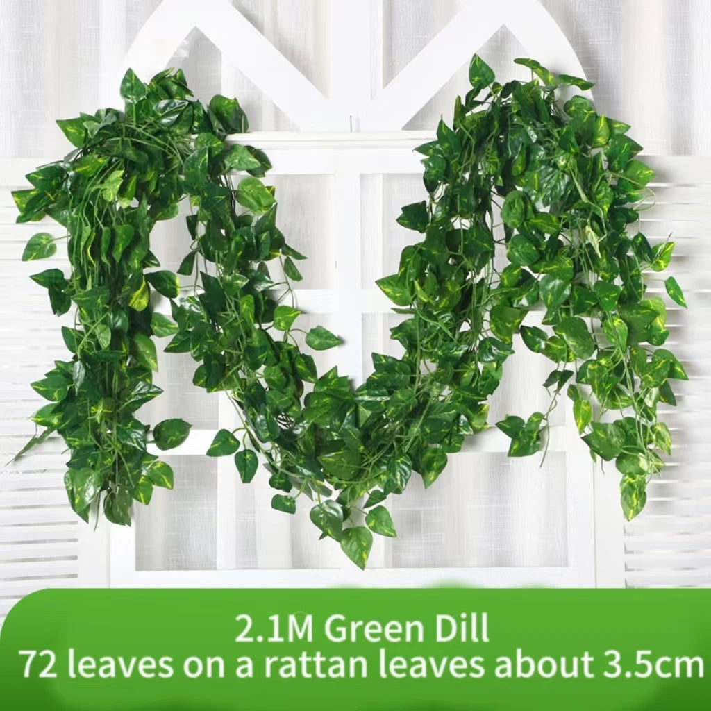 Artificial Green Ivy Leaf Garland - 21M Hanging Vine for Home Decor Wedding Party DIY