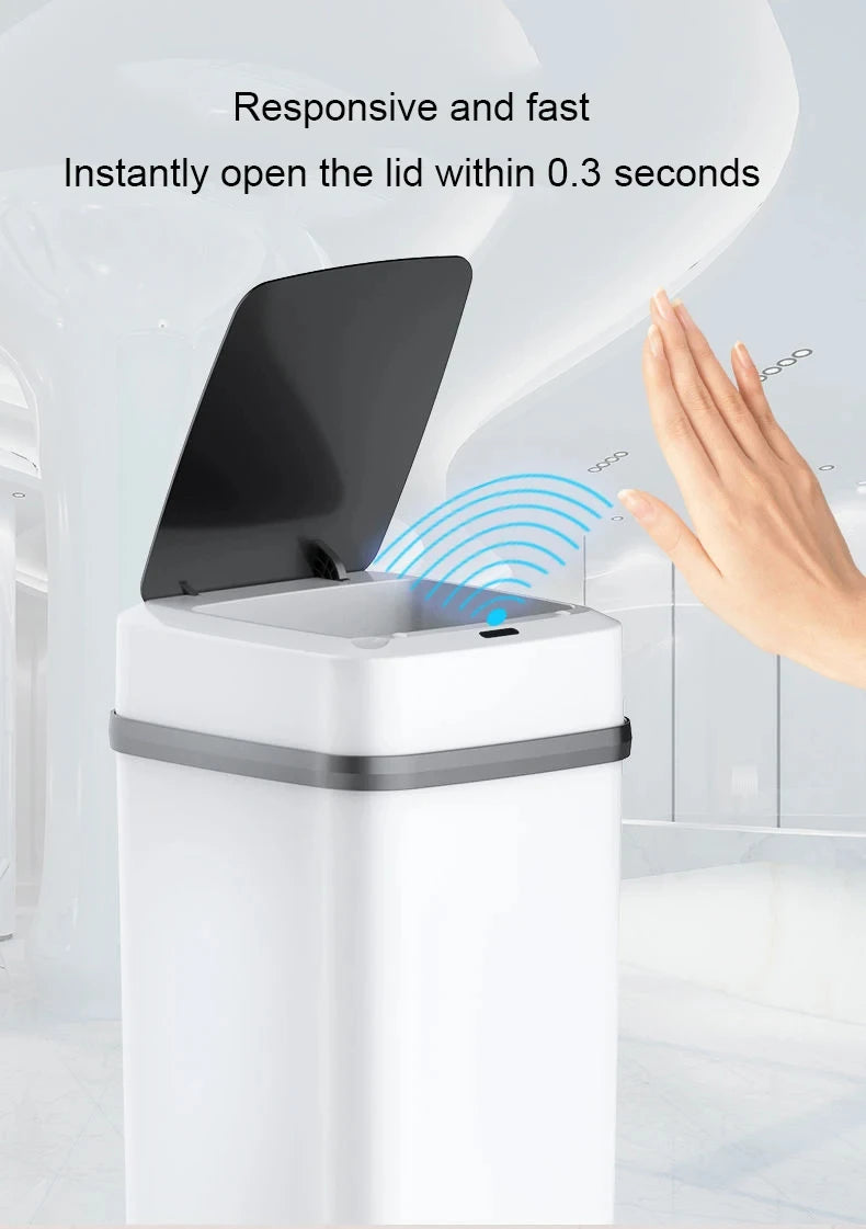 Smart Touch Trash Can - 13L Kitchen and Bathroom Waste Bin