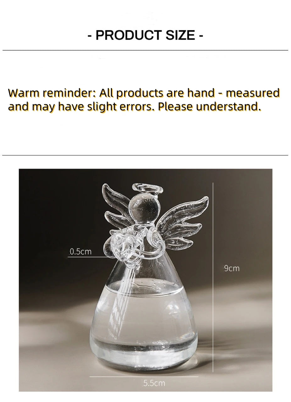 Handmade Angel Glass Vase - Mini Crystal Tabletop Decor for Home Office Wedding Gift - ZOOMNSTORE
