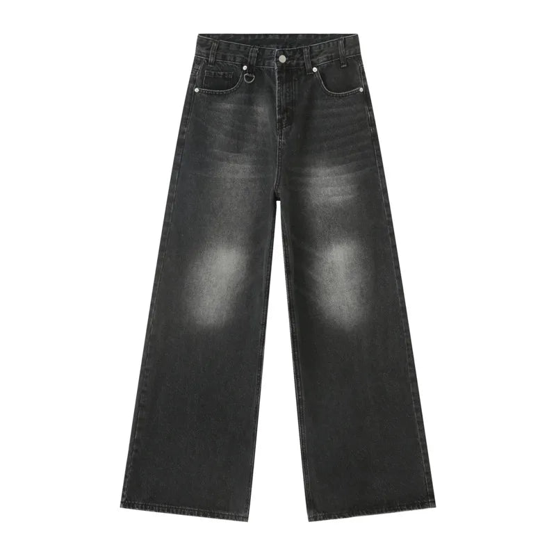 Mens Loose Wide Leg Denim Jeans - Casual Summer Trousers