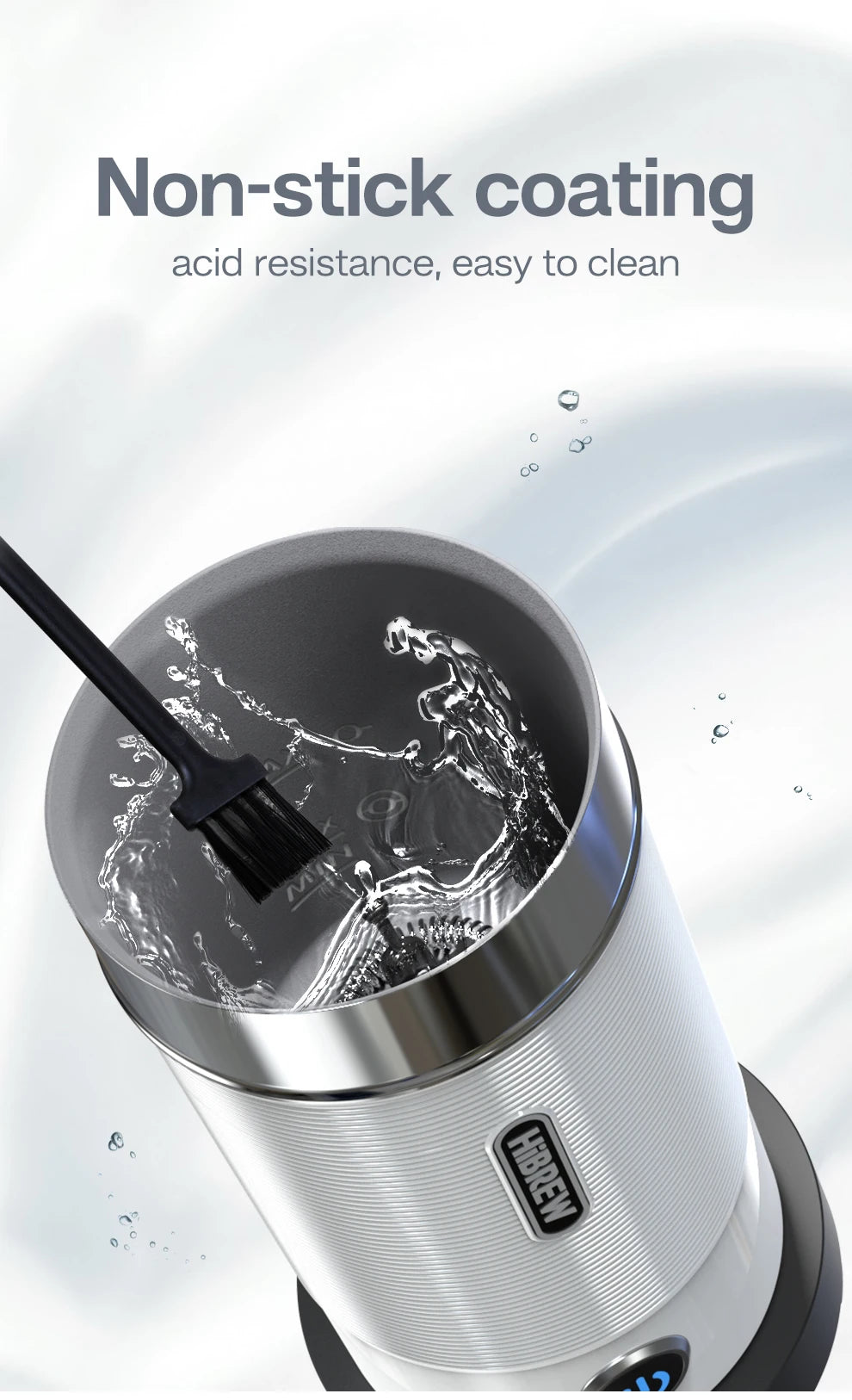 HiBREW Automatic Milk Frother Warmer - ColdHot Latte Cappuccino Mixer - ZOOMNSTORE