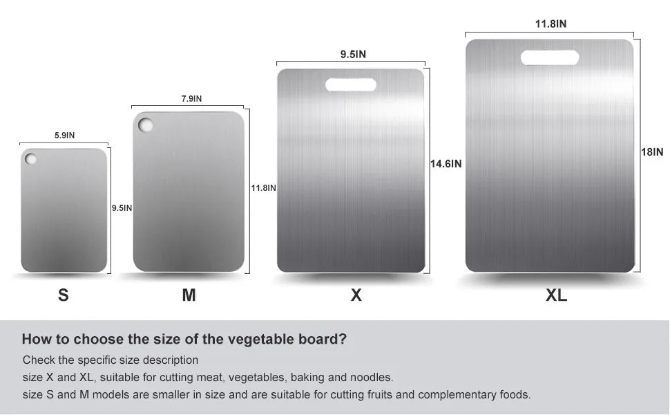 Titanium Cutting Board - Double-Sided Stainless Steel Chopping Board for Meat Fruit - ZOOMNSTORE