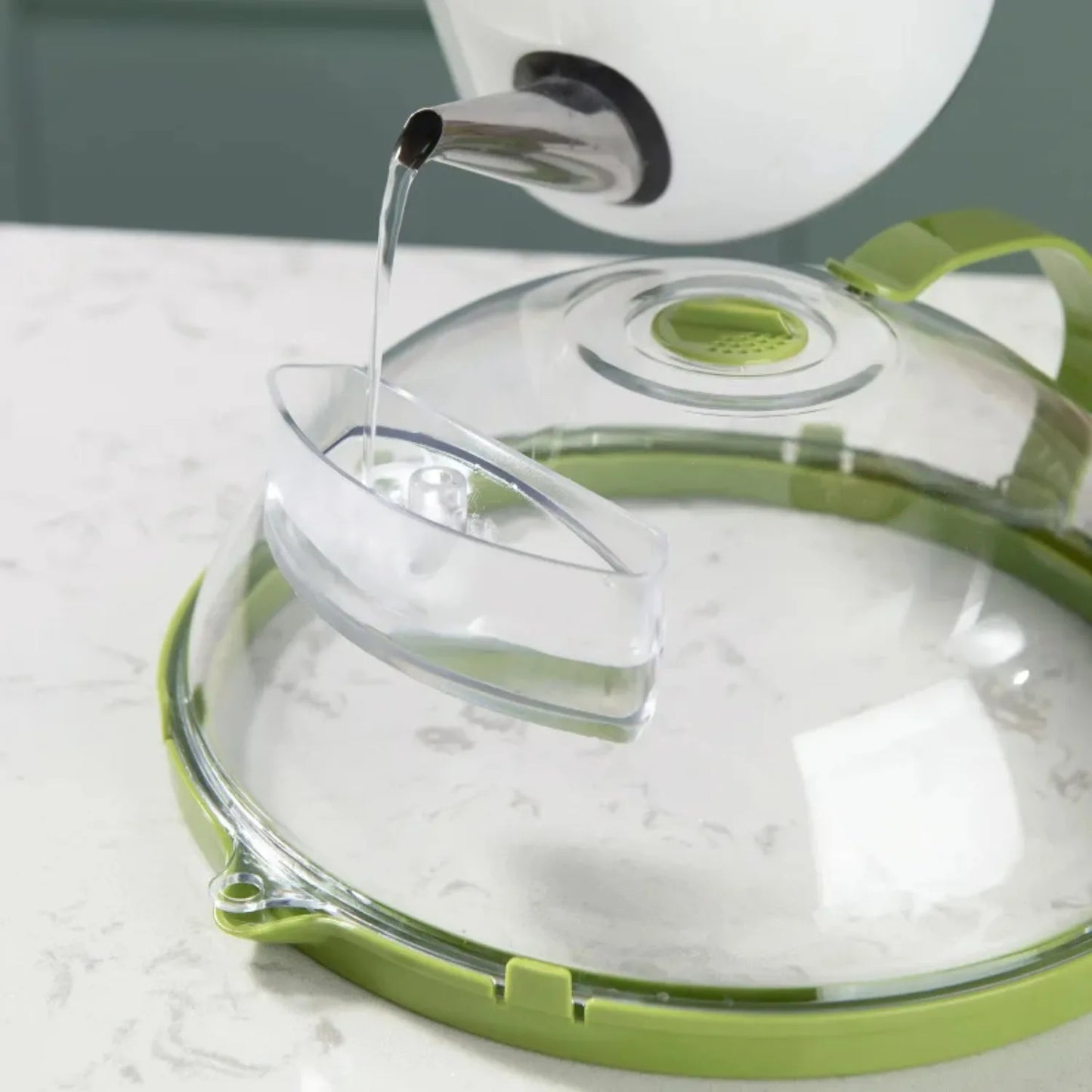 Microwave Food Cover - Clear Splatter Guard with Steamer and Handle for 10 Inch Plates