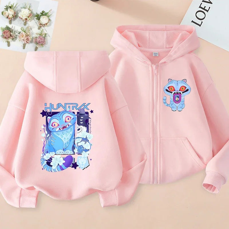 Kids Tiger Hoodie - Kpop Demon Hunters Zip Up Sweatshirt for Boys and Girls - ZOOMNSTORE