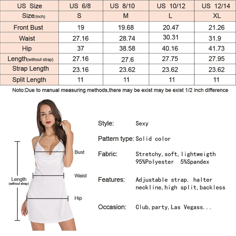 Summer Nightgown Women Plus Size Night Dress Sexy Halter Sleep Wear Side Open Deep V Sleeveless Nightie Nightdress Black White