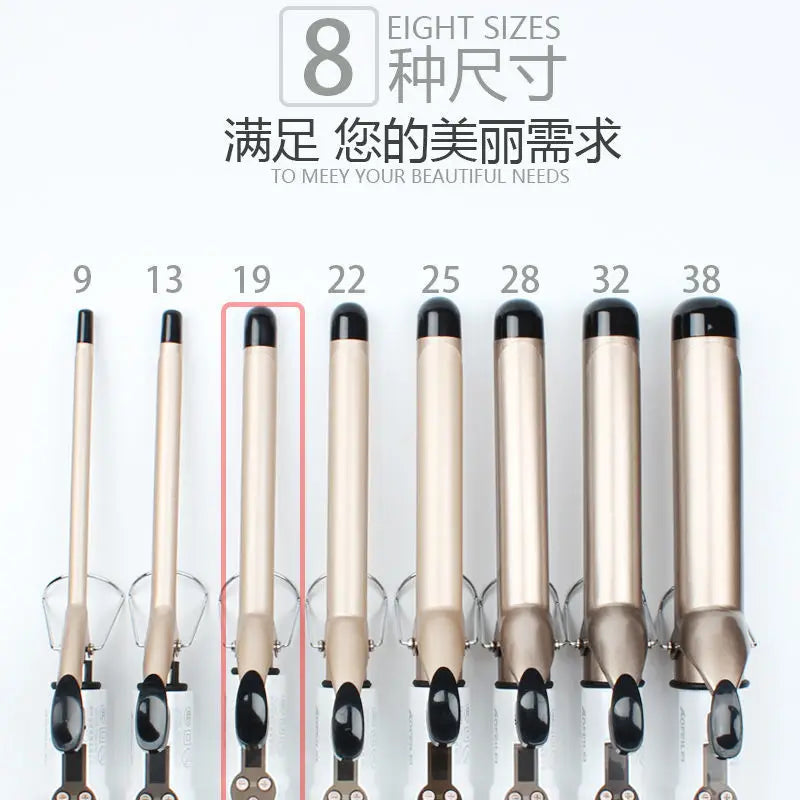 Ceramic Hair Curler - Electric Curling Iron With LCD Temperature Display & Tourmaline Barrel