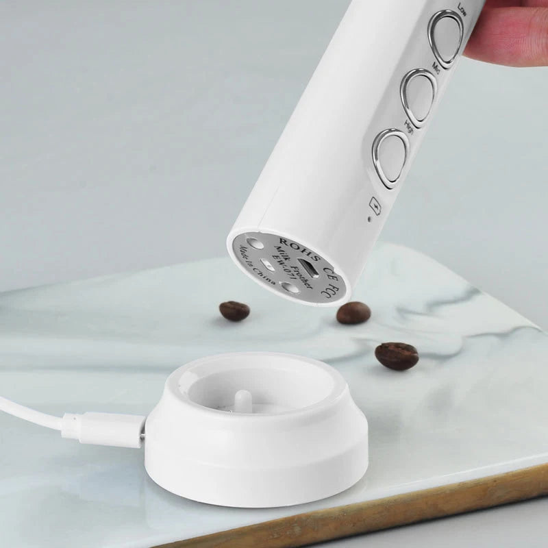 Portable Electric Milk Frother - Handheld Rechargeable Foam Maker Drink Mixer - ZOOMNSTORE