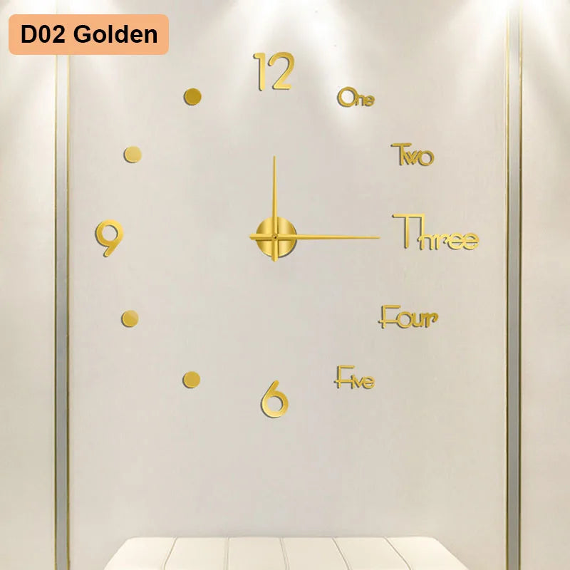 Large 3D Number Wall Clock - DIY Home Decoration for Living Room Bedroom Study Hotel