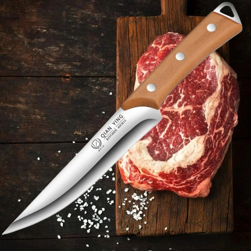 Professional Stainless Steel Fillet Knife - Forged Meat Cleaver with Wooden Handle