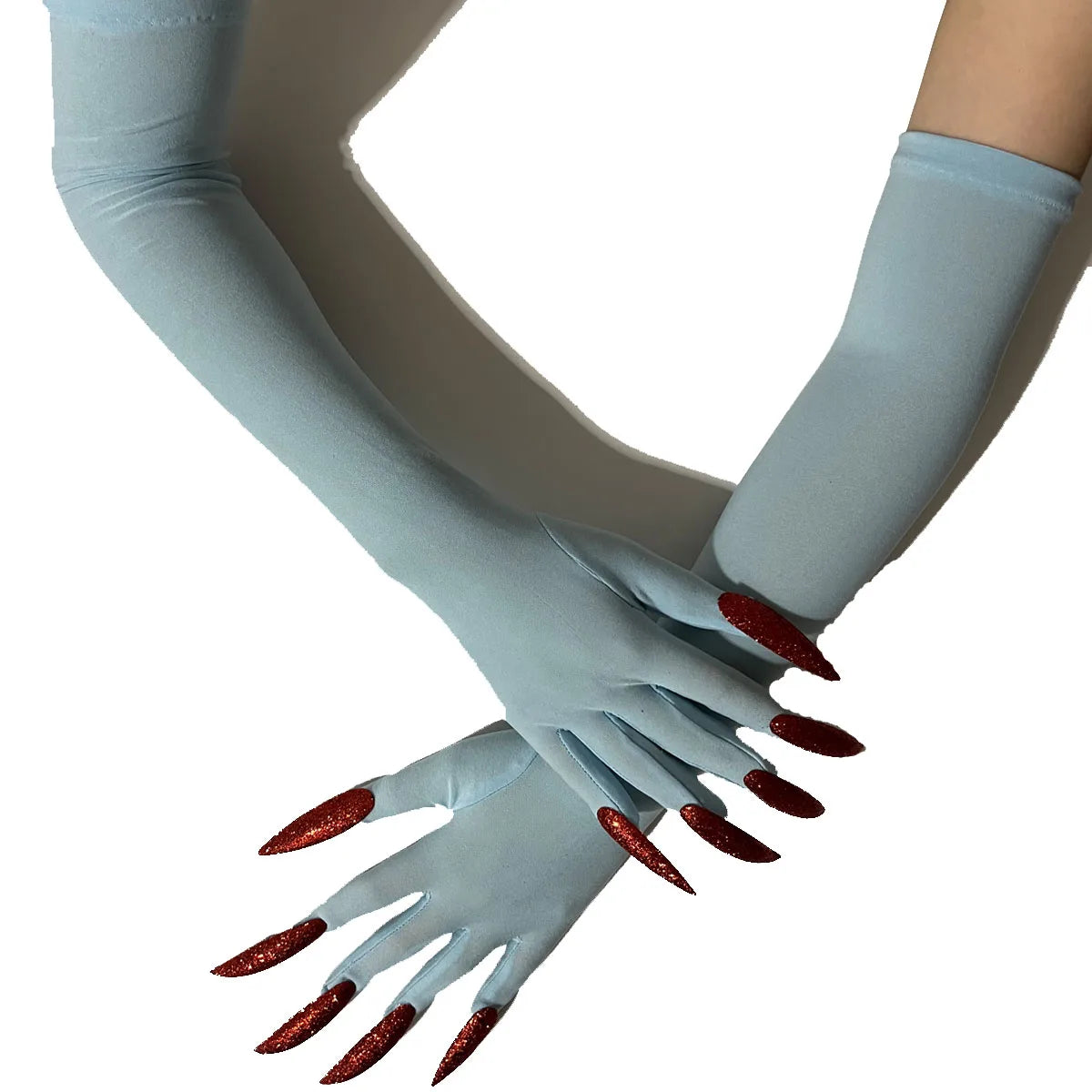 Halloween Ghost Claw Gloves - Cosplay Dress Up with Black Long Nails
