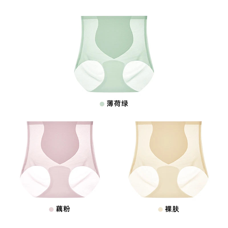 Gentle.Bear Women's Ice Silk Seamless High Waist Panties Breathable Ladies Briefs Elastic Soft Underwear 2025 NEW