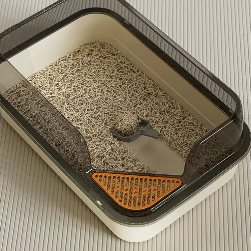 Extra Large Splashproof Cat Litter Box - Pet Toilet Tray Cleaning Basin - ZOOMNSTORE