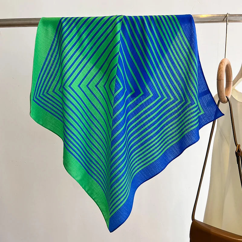 Pure Cotton Womens Printed Scarf - Fashionable Square Foulard for Neck and Hair