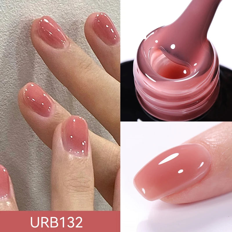 Rubber Base Gel Nude Gel Polish - 7ml Semi Permanent Soak Off UV LED Nail Varnish