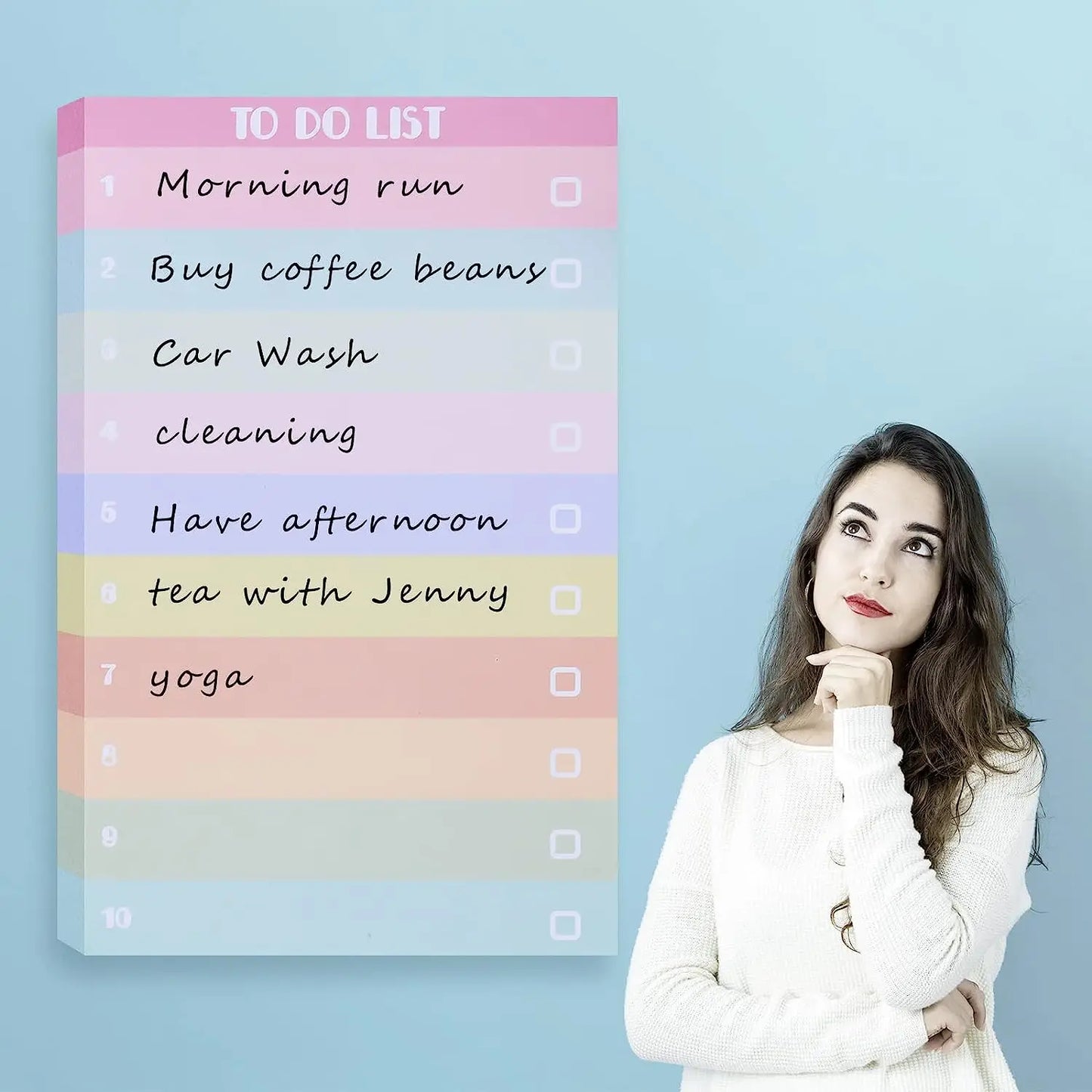 Multicolor Lined Sticky Notes - 50 Sheets Portable Memo Pad Kawaii Stationery