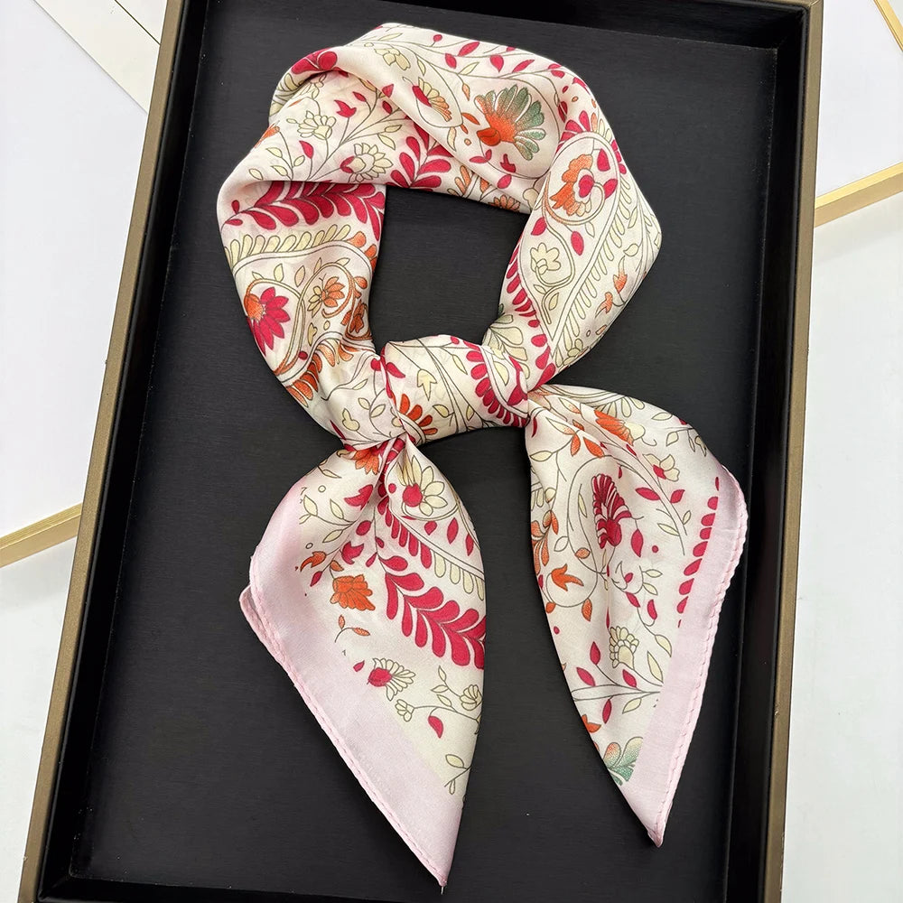 Luxury Silk Square Scarf - Womens Satin Neckerchief Hair Wrap 2023
