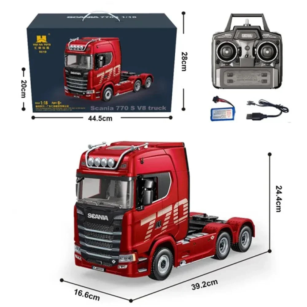 HUINA 1501 770S RC Tractor Truck - 118 Scale Alloy Engineering Vehicle with Lights and Sounds - ZOOMNSTORE