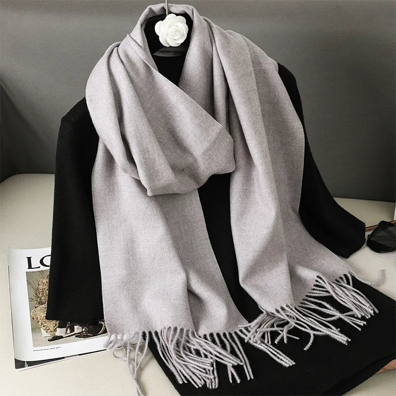 62-Color Cashmere Winter Scarf - Warm Thicken Pashmina Shawl with Tassels