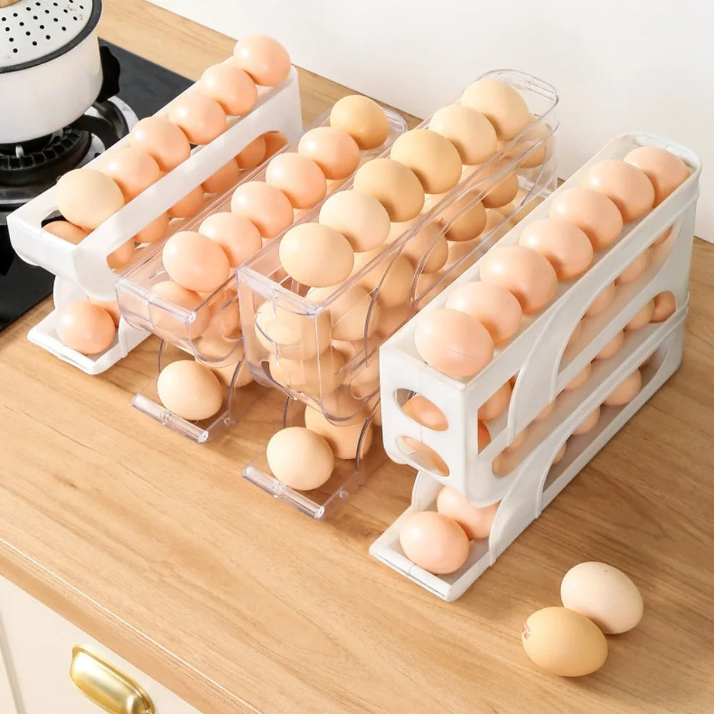 Large Capacity Automatic Egg Storage Box - 34 Layer Refrigerator Organizer