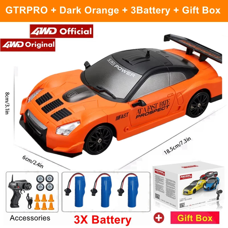 RC Drift Car 4WD - LED Remote Control Racing Vehicle for Kids Adults - ZOOMNSTORE