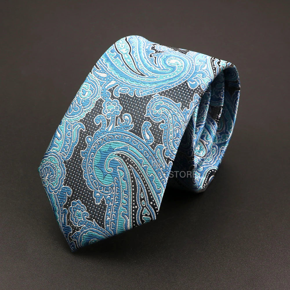 Mens Paisley Necktie - Grey Brown Green Wedding Business Tie
