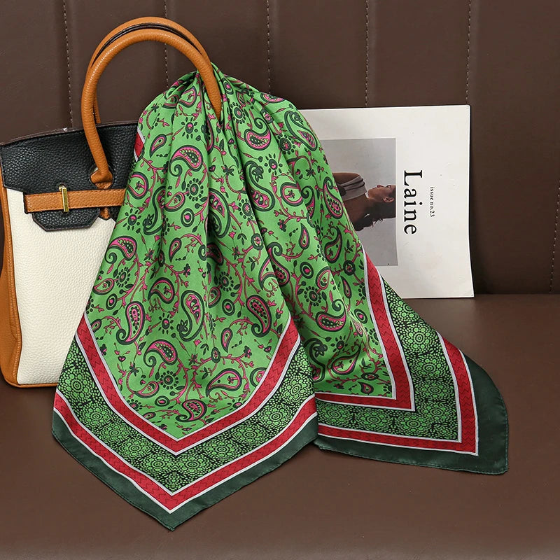 Luxury Satin Silk Scarf - Womens Fashion Shawl Hijab Neckerchief Bandana 2023