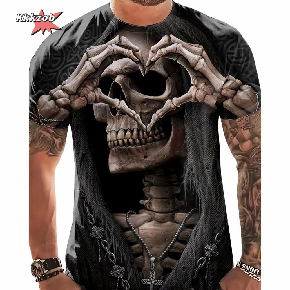 Gothic Skull T-Shirt - 3D Printed Casual Short Sleeve Top - ZOOMNSTORE