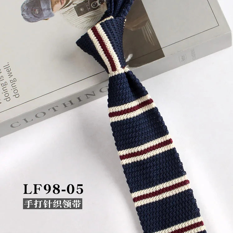 Narrow Striped Knitted Necktie for Men - Retro Korean Style Casual Cravat Accessory