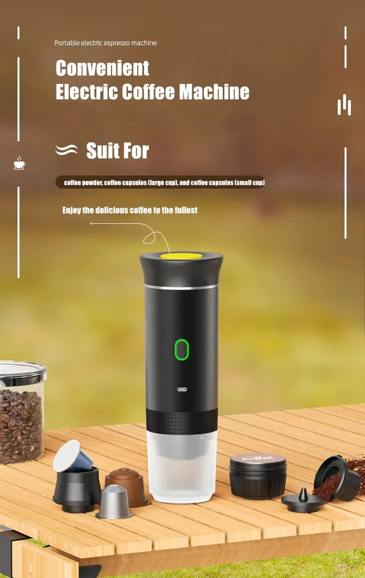 Portable 3-in-1 Wireless Espresso Coffee Maker for Car Home - ZOOMNSTORE